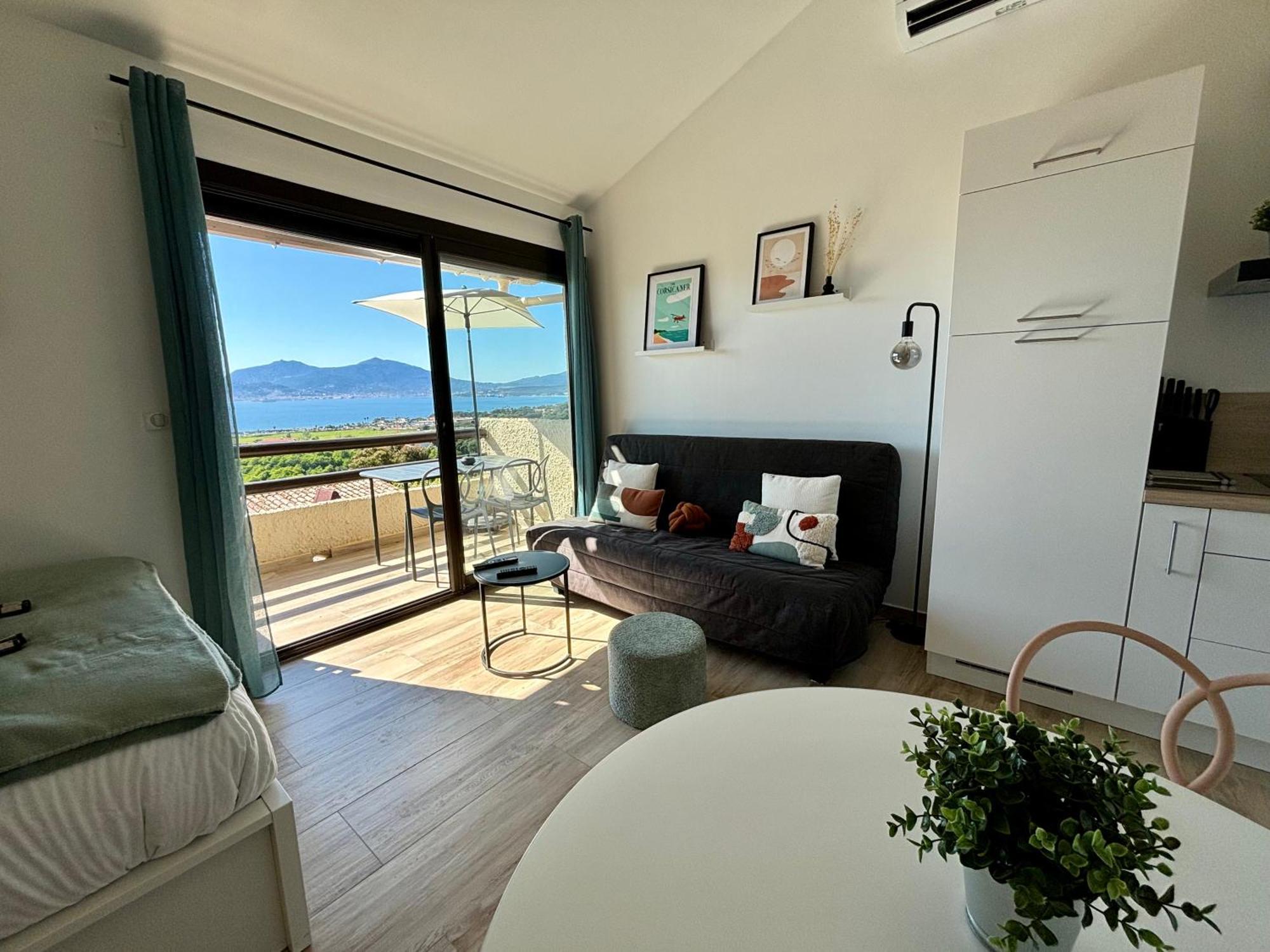 Studio Vue Mer A Porticcio Piscine Et Parking Exterior foto