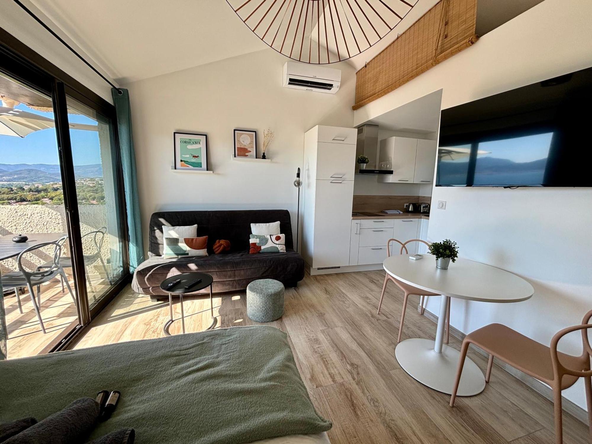 Studio Vue Mer A Porticcio Piscine Et Parking Exterior foto
