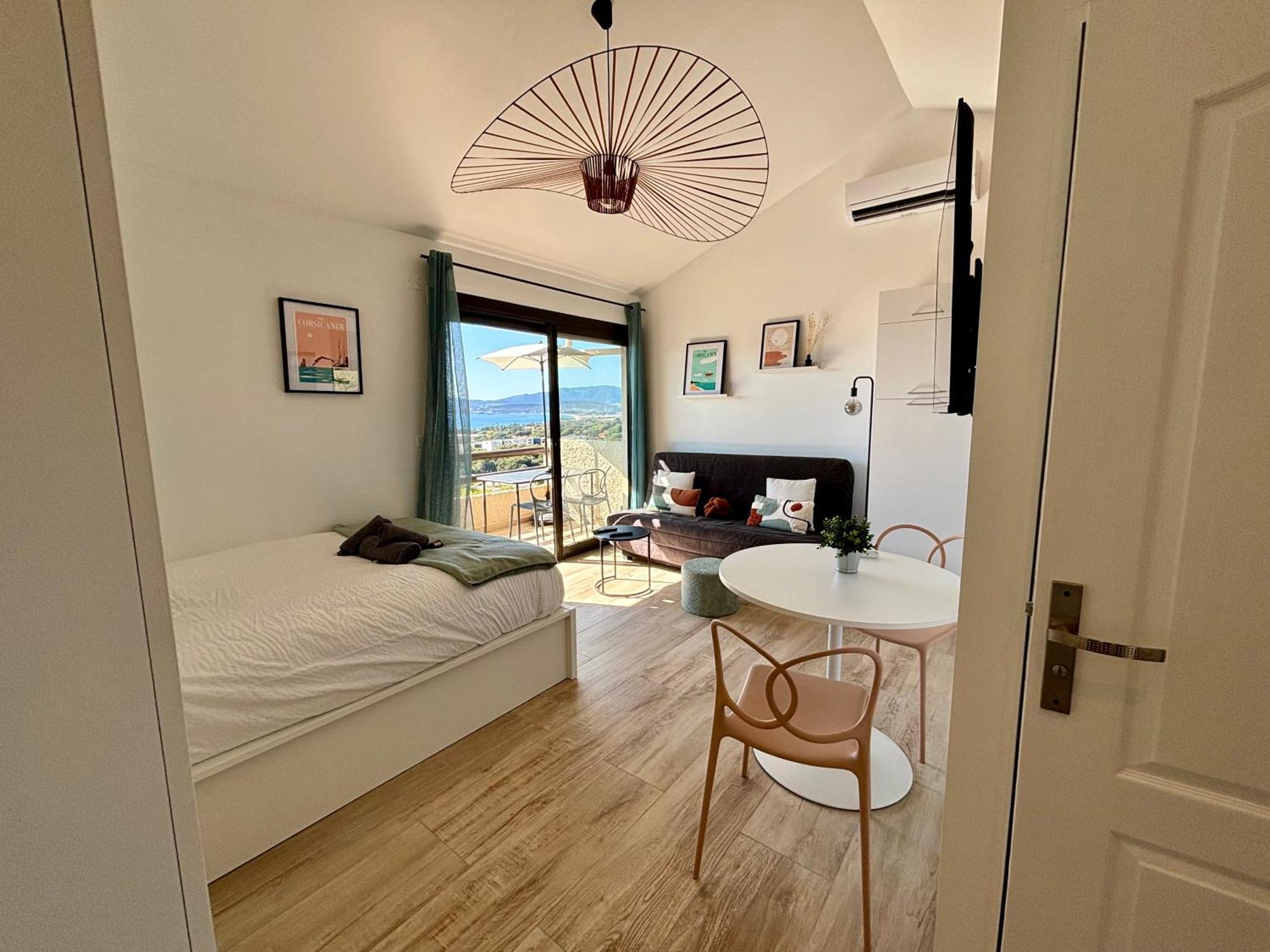 Studio Vue Mer A Porticcio Piscine Et Parking Exterior foto